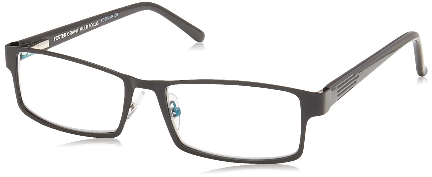 Photo 1 of Foster Grant Men's Sawyer Multifocus Rectangular Reading Glasses, Black/Transparent, 54 mm + 1