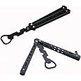OFKPO Stainless Steel Butterfly Training Knife Balisong Beer Bottle Opener Metal Practice Butterfly Trainer Knife (Black)