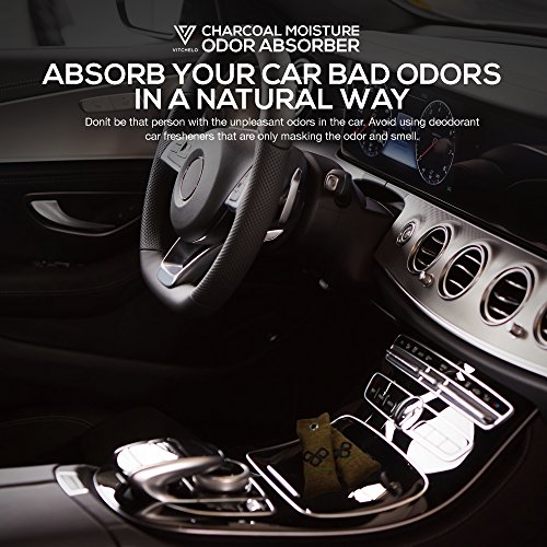 Natural Closet Air Freshener Purifier, Shoe Deodorizer & Car Activated Bamboo Charcoal Moisture Odor Absorber Bags by VITCHELO to Get Rid of Mold Smells — Refrigerator Odor Eliminator (2x75g, Grey)