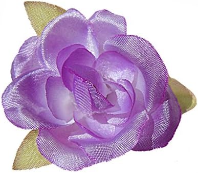 Cuteque International Soft Small Silk Rose with Tri-Shape Fall Leaves for Scrapbooking (6 Pack), 1.75", Lavender