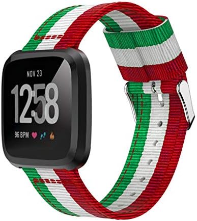 Goldseller Compatible with Fitbit Versa Lite,Lightweight Striped Nylon Braided Colorful Durable Replacement Watch Band Wristband Watch Strap Smart Watch Accessories