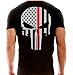 Thin Red Line Skull T-Shirt - 100% Cotton - Firefighters (XL, Black)