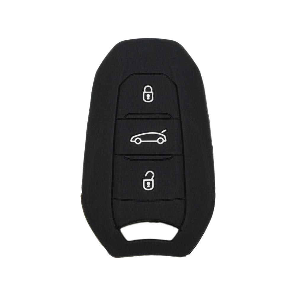 BROVACS Silicone Cover Protector Case Holder Skin Jacket Compatible with PEUGEOT CITROEN DS 3 Button Smart Remote Key Fob CV4303 Black