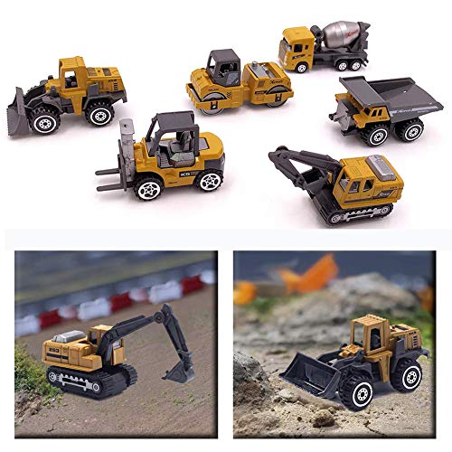 Chilly Construction Vehicles Alloy Engineering Playsets Trucks Toy Play Vehicles Set of 6 Excavator Bulldozer Dumper Forklift Cement Mixer Asphalt for Toddlers Kids Party Favors