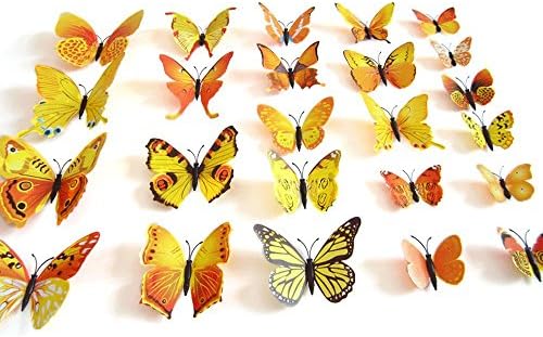 12PCS 3D Butterfly Stickers Wall Stickers Crafts Butterflies with Sponge Gum and Pin(11 Colors)