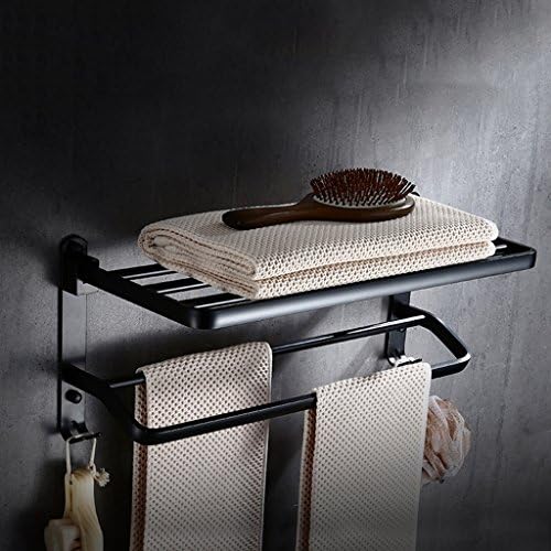 Retro Collapsible Towel Rack Aluminum-magnesium Alloy Wall-mounted Double Towel Bar ( Color : Black , Size : 40CM )