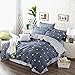 3 Pieces Duvet Cover Set Blue Gray with White Triangles - Ultra Soft and Easy Care Design Summer Bedding Duvet Cover King Size 102x90+ 2 Pillow Shams- 800 TC with Zipper Closure 4 Corner Ties