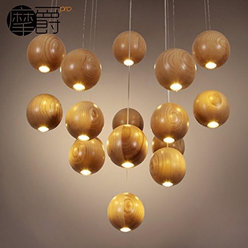 Leihongthebox artistic Creative personality wooden lamps simple wooden Pendant Ceiling Lighting bullet, 1