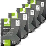 Q-Connect A4 Spiral Notebook 160 Pages 80g Margin Soft Cover Pack of 5