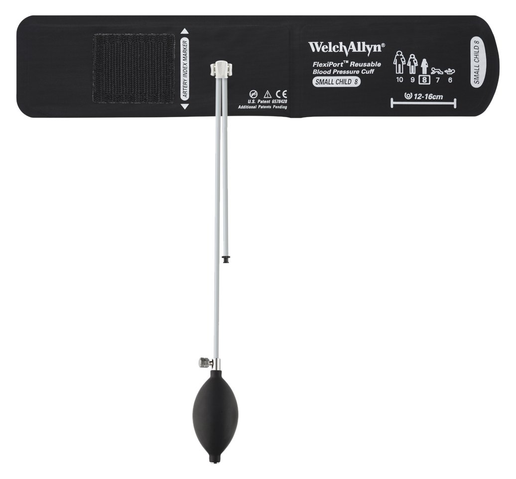 Welch Allyn REUSE-08-2BV FlexiPort Reusable Blood Pressure Cuffs with Inflation System with Bulb and Valve, Small Child (Size 8)