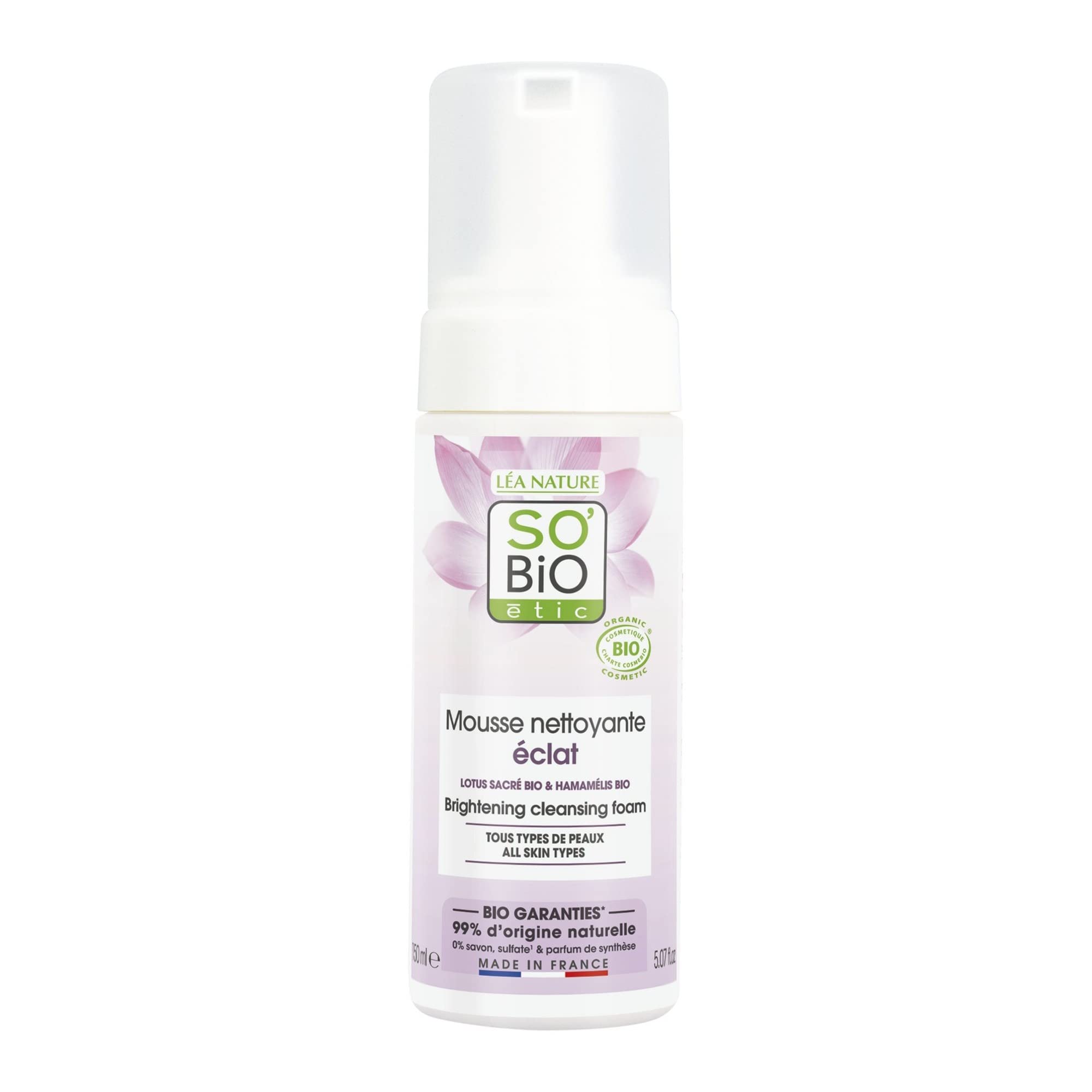 SO'BiO étic Cosmebio Peau Parfaite Brightening Cleansing Foam, 150 ml