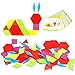 Lewo Wooden Pattern Blocks Montessori Tangrams Toys for Kids Ages 4-8 Educational Kindergarten Shape Puzzles with 24 Design Cards