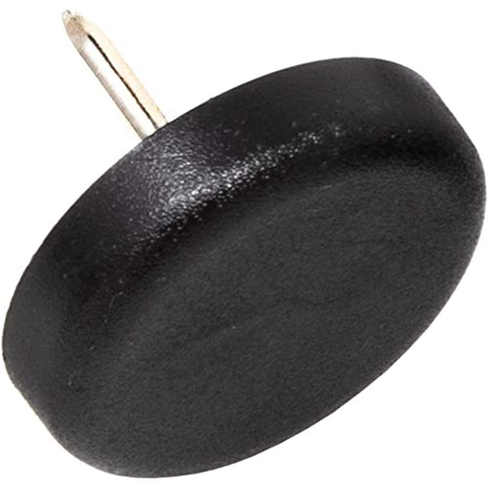 Adsamm® / 100 x Glides in plastic with nail | Ø 0,98'' (Ø 25 mm) | black | round | Premium quality furniture sliders with nail by Adsamm®