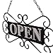 NIKKY HOME Open Closed Sign for Business with Chain Reversible Double Sided Rustic Country Metal Vintage Plaque Farmhouse Decor Door Sign for Coffee Store Restaurant Bar, 13 x 14 Inch, Black/White