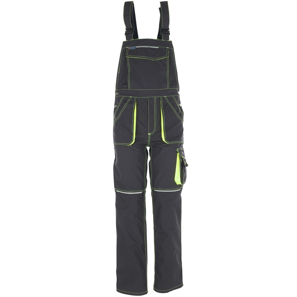 Planam 6230052 Size 52 "Basalt Neon" Dungarees - Anthracite/Yellow
