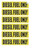 DIESEL FUEL ONLY Automotive Decals | Gas Can Stickers | Truck Labels | Yellow Vinyl Markers (6-pack)