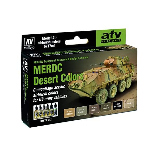 Vallejo 071212 Farbset, MERDC Wüstentarnung US Armee, 6x 17 ml