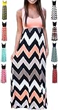 HanDanGe Women's Summer Chevron Striped Print Dress Tank Long Maxi Dresses For Women Pink-B-L