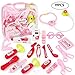 JoyGrow Doctor Kit with Electronic Stethoscope 19 PCS Pretend Play Medical Toys Set Pack in Pink Durable Gift Case Doctor Toys for Kids