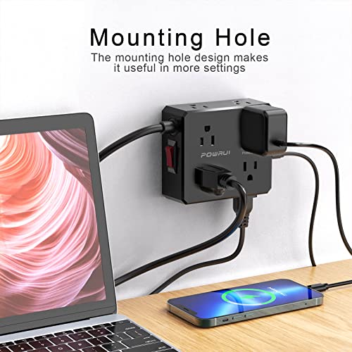 USB C Power Strip, POWRUI Surge Protector with 8 Outlets and 4 USB