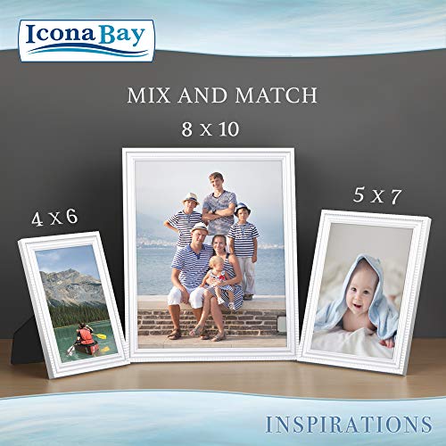 image for Icona Bay 5x7 Picture Frames (White, 12 Pack), Beautifully Detailed Mo