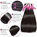 Wingirl Straight Remy Human Hair Bundles with Closure （14 16 18+12inch）Soft 8A Brazilian Hair 3 Bundles With Closure Natural Black Color