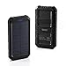 Solar Charger, Portable Power Bank 10000mAh Dual USB Battery Charger External Backup Power Pack for Cellphone Camera GPS Tablets and Other 5V USB Devices-Black