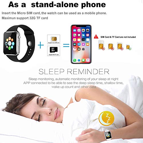 Smart Watch Phone Camera, IOQSOF Touch Screen Smart Wristwatch, Bluetooth Smart Watch Cell Phone with 2G Sim Card Slot for Samsung, LG, HTC, Google, Sony Android IOS Smartphone Men Women Kids Boys