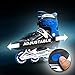 XINO SPORTS Adjustable Inline Skates for Girls - Illuminating LED Light- Up Wheels, Comfortable and Durable Design for Indoor and Outdoor Skating, Great for Beginners (Blue, Large 5-8)