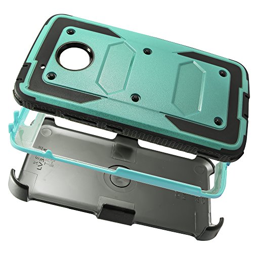 for 5" Motorola MOTO E4 motoe4 case Phone Case 360Â° Cover Screen Protector Clip Holster Kick Stand Armor Shock Bumper (Teal)