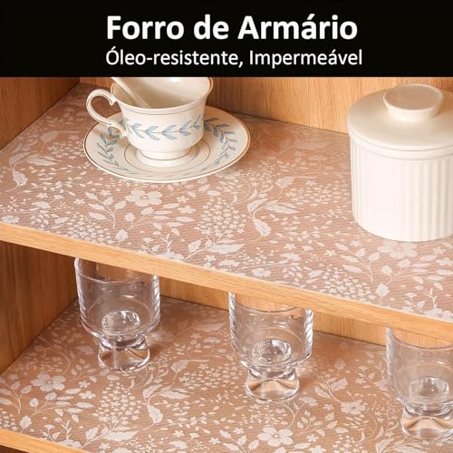 Kit 4 Forro de Gavetas Antiderrapante PEVA, Impermeável, Transparente, 45x150cm, para Cozinha, Armário, Geladeira e Prateleiras