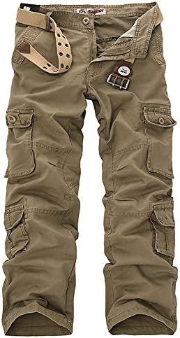 ZiuZi Mens Loose Fit Cotton Casual Military Army Cargo Camo Combat Work Pants (32, 025 Khaki)