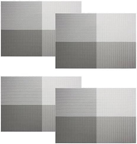 Table Placemats, Reachs Easy to Clean Indoor Outdoor Woven Vinyl Placemats Sets of 4