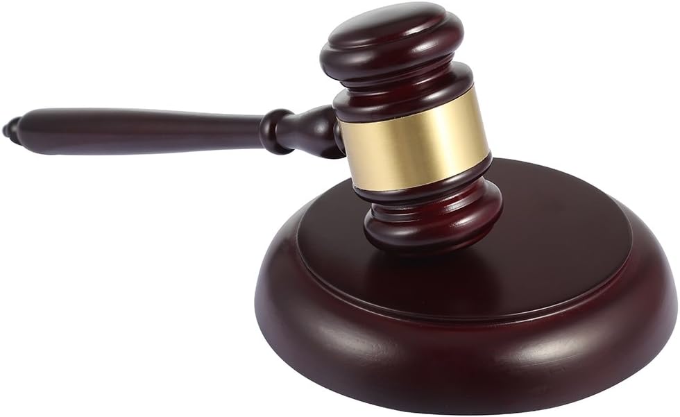 J Robin Wood Gavel and Round Block Set Court Judge Auction Sale Hammer Unique Craft Gifts Toys