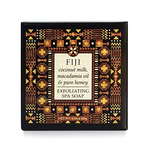 Greenwich Bay FIJI Coconut, Macadamia & Honey Exfoliating Spa Soap Enriched w/ Shea Butter, Coconut Milk, Macadamia Nut Oil, Pure Honey & Coconut Husk 6.35 oz Destination Round Vegetable Bar Soap