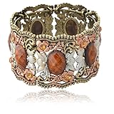 SUMAJU Cuff Bracelets, Vintage Bracelets Drop Hollowed VTG Elegant Flower Resin Bangle Bracelets for Women (Brown)
