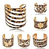 Sexy Print Leopard Hollowed Glitter Sparkle Open Cuff Adjustable Bangle Bracelet