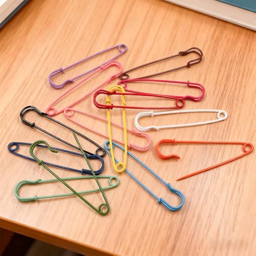 Zasjon Large Safety Pin, 20 Pieces 75 mm Metal Safety Pin, Multicoloured Large Safety Pin for Sewing, DIY, Brooch, Kilts, Crafts, Random Colour