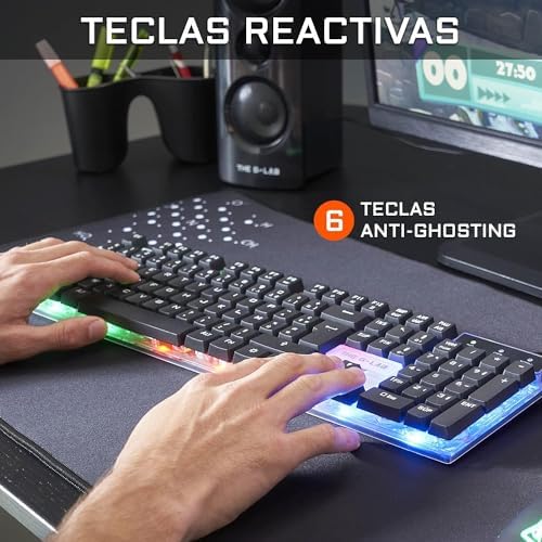 G-Lab Combo Yttrium - Set di tastiera e mouse da gioco, Combo 3 in 1 con tastiera da gioco QWERTY 105 tasti, mouse da gamer 2600 dpi, tappetino per mouse gamer - PC/PS4/PS5 (nuova versione)