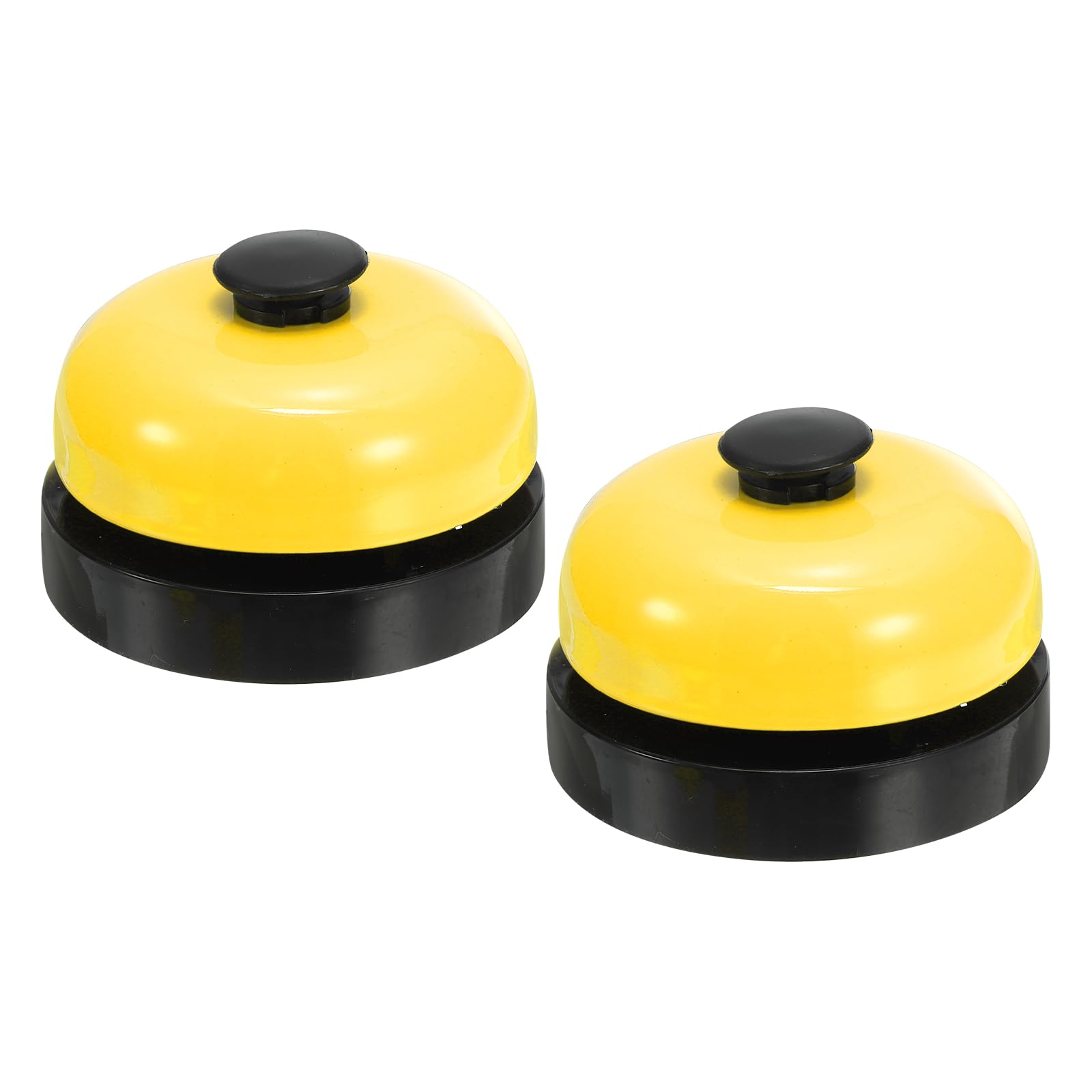 PATIKIL Desk Call Bell 2.5" Diameter,2 Pcs Dinner Desk Front Bell for Service with Metal Anti-Rust Construction for Hotel Restaurant Reception Areas Office Warehouse, Black/Yellow