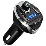ORIA Bluetooth FM Transmitter, Wireless In-Car Radio Transmitter, Universal Car Charger with Dual USB Charging Ports, Hands Free Calling, TF Card Support, for iPhone, Samsung and Other Smartphones