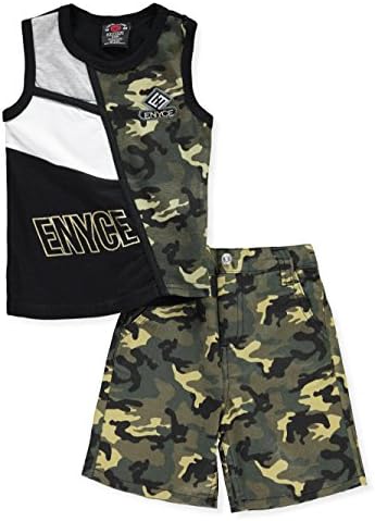 Enyce Baby Boys' 2-Piece Short Set Outfit - Olive Multi, 12 Months