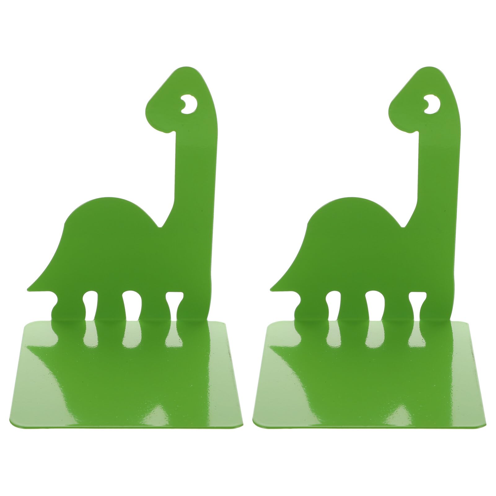 NUOBESTY Dinosaur Metal Bookends 2Pcs Cute Book Support Stand for Desk Book Organizer Home Office Classroom Decoration 6X5X4.5 Inches