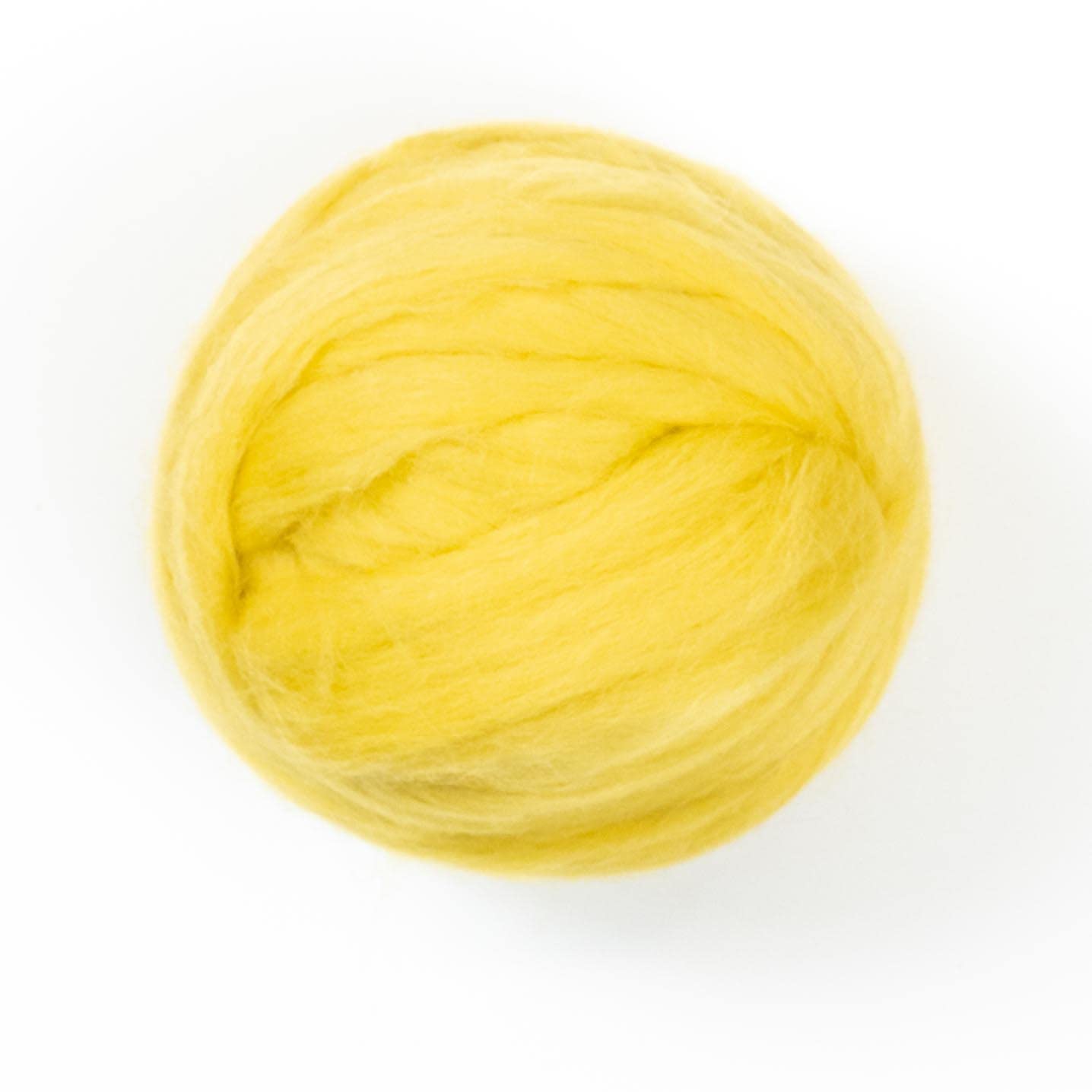 Kondoos Coloured 225 gram Natural Wool roving Tops, Best Wool for Needle Felting, Wet Felting, handcrafts, Spinning and Stuffing Fleece. (Lemon Yellow) — image 1