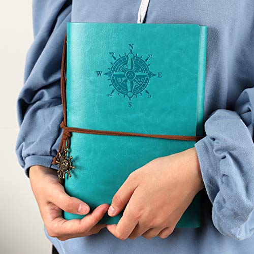 Leather Journal, Refillable Notebook Vintage Spiral Bound Notepad Diary Travel Journal to Write in for Women Men with Lined Pages 3 bags and 5 Dividers (5” x7.3”, Red)