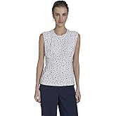 Tommy Hilfiger Womens Sleeveless Dot Print Pleated Top