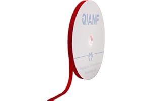 QIANF Vintage Red Velvet Ribbon, 3/8 Inch X 25Yd