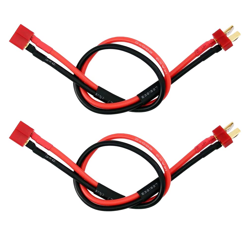 Onpro 2 PCS Deans T Plug Male to Female Connector Extension Cable, 30CM 14AWG Silicone Wire, ESC & Battery Box Compatible, Charging Extension