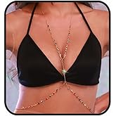Jerany Rhinestone Body Chain Colorful Beaded Bra Chain Beach Bikini Crystal Belly Dance Chain for Women