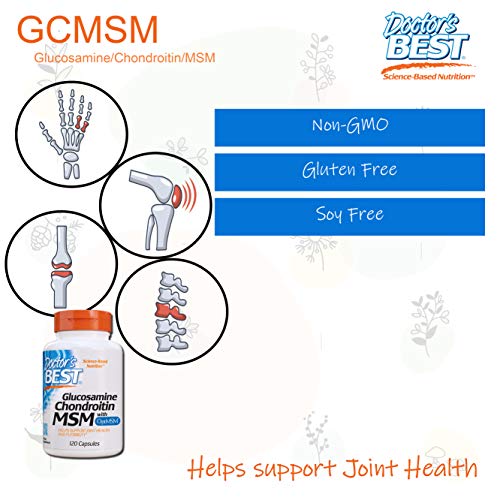 Doctor's Best Glucosamine Chondroitin Msm with OptiMSM, Supports Healthy Joint Structure, Function & Comfort, Non-GMO, Gluten Free, Soy Free, 120 Caps